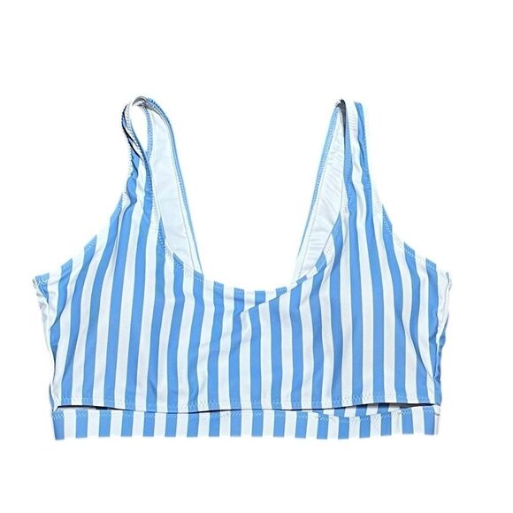 Blooming Jelly Blue And White Striped Women’s Swim Top, Size L, NWT - Picture 4 of 8